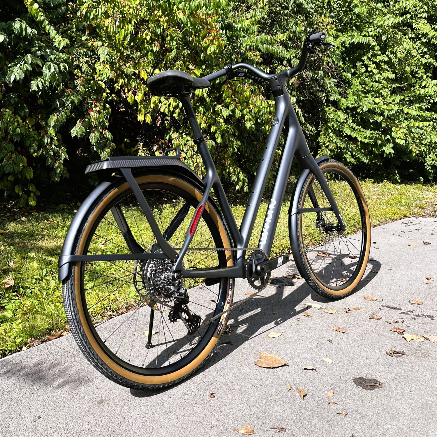 Matte Carbon Rear Rack Installed on Dutch with Optional Topeak Omni QuickTrack Adapter